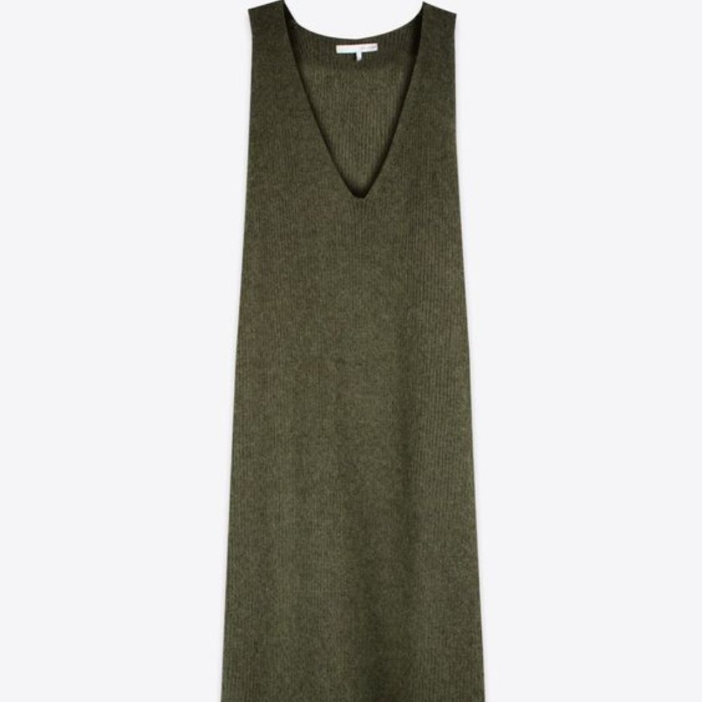 Oak + Fort Olive Green Knit Jumper Dress